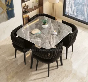 Squared Contemporary Dining Table with 4 Chairs