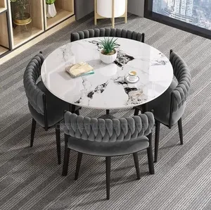 Luxury Round Contemporary Dining Table with 4 Chairs