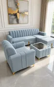 5-Seater L-Shaped Sofa with Single Seater and Centre Table - 1
