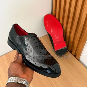Christian Louboutin Men's Black Patent Leather Brogue Oxfords
