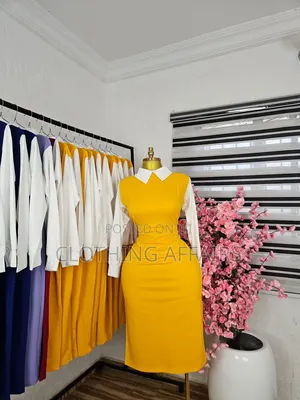 Yellow & White Shirt-Sleeve Corporate Dress - Girman 12