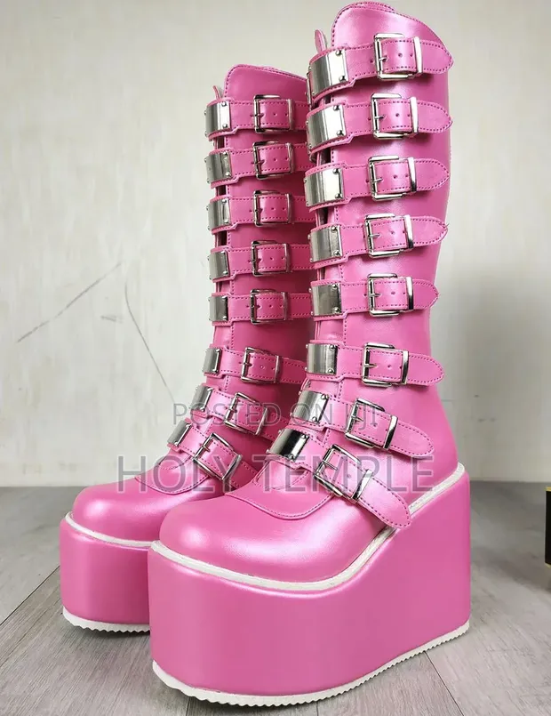 Luxury Pink Leather Boots - Used - 1