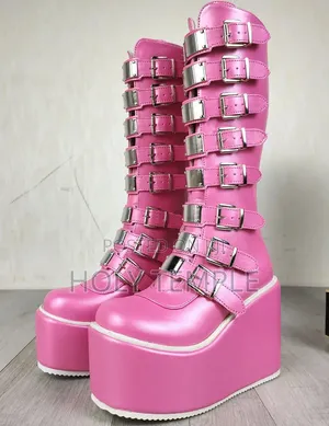 Luxury Pink Leather Boots - Used