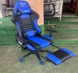 Sashin Wasannin Ergonomic na Zamani tare da Footrest - Blue/Black - 1