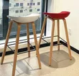 Minimalist Farar Bar Stool Mai Ƙafafun Karfe - 2