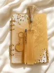 Luxury Resin A5 Journal Gift Set - Journal, Pen, Bookmark, Key Holder - 1
