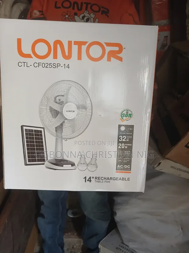 Lontor 14-inch Fan Mai Sake Ɗaukar Baturi tare da Hasken Rana - 1