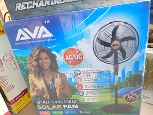 AVA 18-Inch Rechargeable Solar Standing Fan with Panel & Bulb