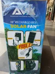 AVA 18-Inch Rechargeable Solar Standing Fan with Panel & Bulb - 3