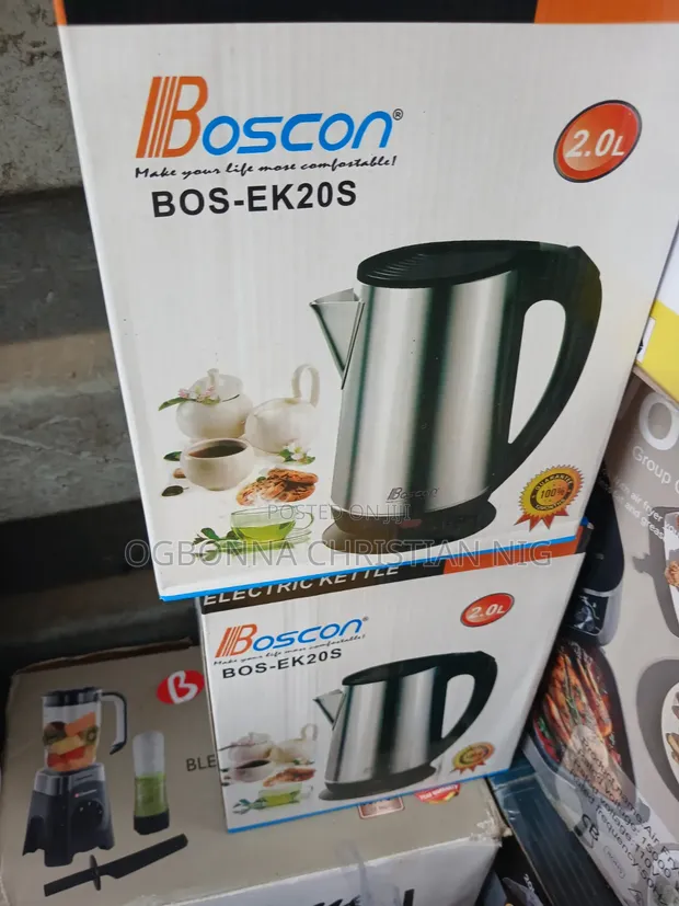 Boscon Kettle Mai Ruwa Mai Karfin Lantarki na Stainless Steel 2L - 1