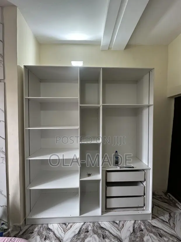 High Gloss Wardrobe with Glass Door & LED Light - 1