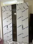 High Gloss Wardrobe with Glass Door & LED Light - 3