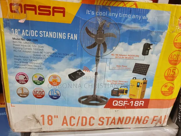 18-inch Qasa Solar AC/DC Standing Fan - 1