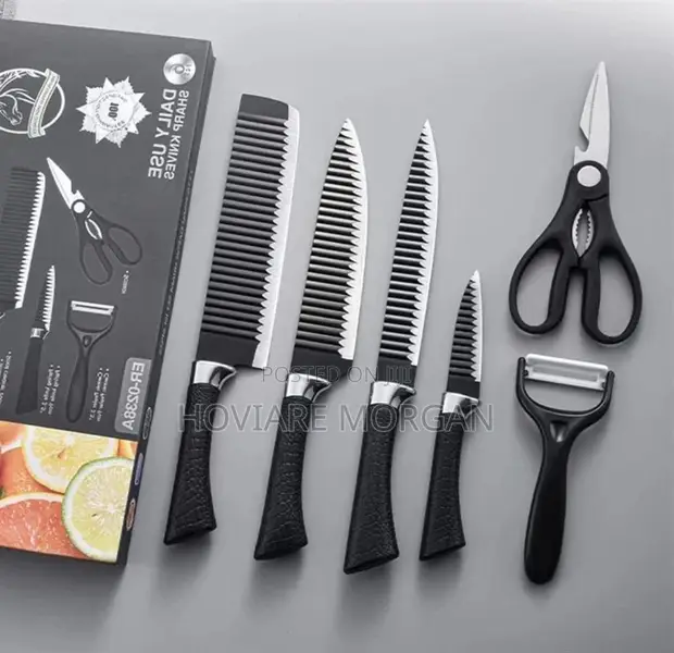 6-Piece Wavy Knife Set with Peeler & Scissors - 1