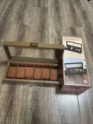 6 Slot Wood Grain Watch Box - Storage Case for Watches & Jewelry