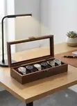 6 Slot Wood Grain Watch Box - Storage Case for Watches & Jewelry - 2