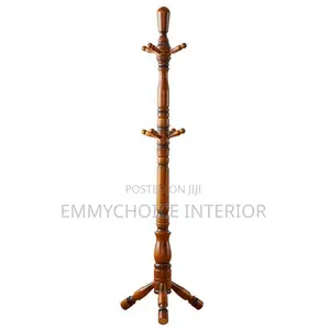 Classic Wooden Coat Rack with Tripod Base