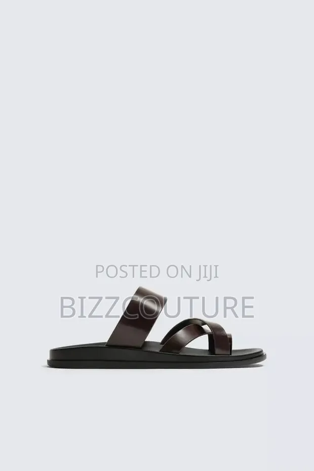 Original Zara Men's Leather Sandals - Brown - 1