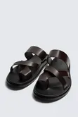 Original Zara Men's Leather Sandals - Brown - 2