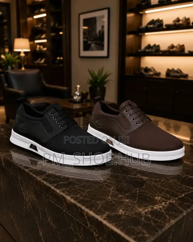 Men's Suede Leather Trim Sneakers - Black - 1