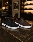 Men's Suede Leather Trim Sneakers - Black - 1