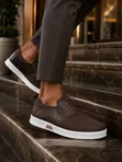 Men's Suede Leather Trim Sneakers - Black - 2