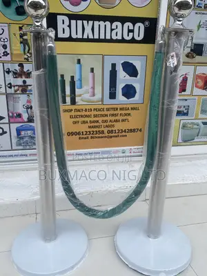 Crowd Control Stanchions with Green Rope