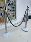 Crowd Control Stanchions with Green Rope - 2