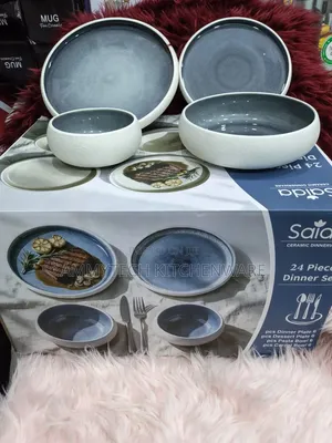 24pcs Stoneware Dinner Set - Blue Reactive Glaze