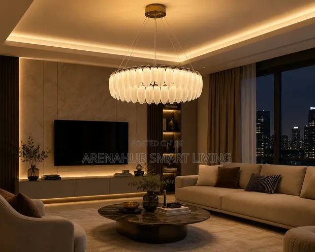 Modern Luxury Feather Glass Gold Chandelier for Living Room - 1