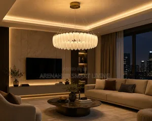 Modern Luxury Feather Glass Gold Chandelier for Living Room
