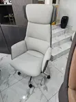 Modern Executive Office Chair - Light Gray Leather - 2
