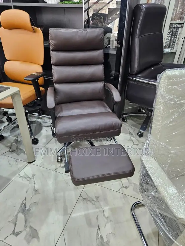 Executive Recliner Office Chair - Dark Brown Leather - 1