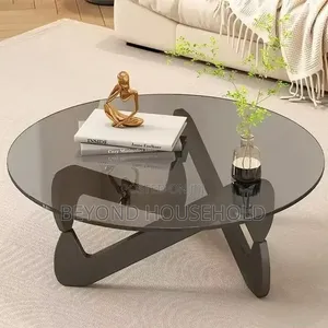 2 PCS Tinted Tempered Glass Nesting Coffee Table Set