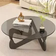 2 PCS Tinted Tempered Glass Nesting Coffee Table Set - 1