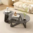 2 PCS Tinted Tempered Glass Nesting Coffee Table Set - 2