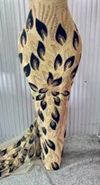 Luxury Hand-Beaded Velvet Lace Fabric - Gold - 1