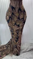 Luxury Hand-Beaded Velvet Lace Fabric - Gold - 5
