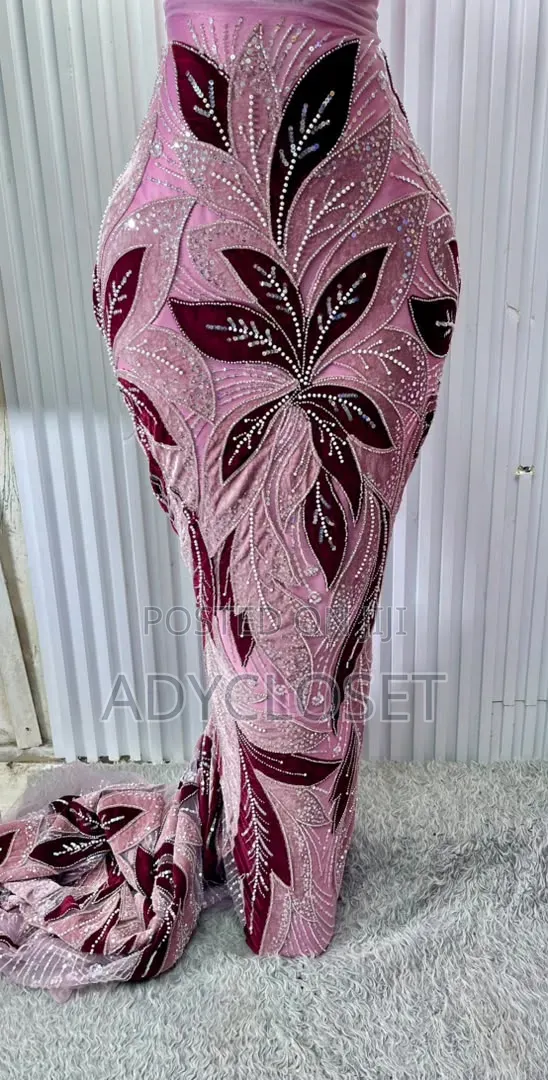 Luxury Hand-Beaded Velvet Lace Fabric - 1
