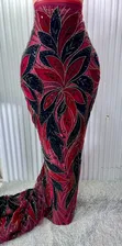 Luxury Hand-Beaded Velvet Lace Fabric - 4
