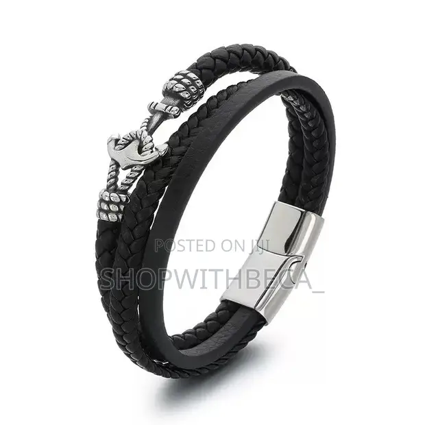 Anchor Leather Bracelet - Karfe Mai Gushi - 1