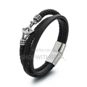 Anchor Leather Bracelet - Karfe Mai Gushi