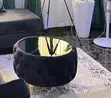 L-Shaped Sofa da Center Table - Dark Ash Velvet - 1
