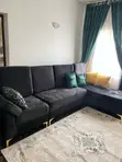 L-Shaped Sofa da Center Table - Dark Ash Velvet - 2