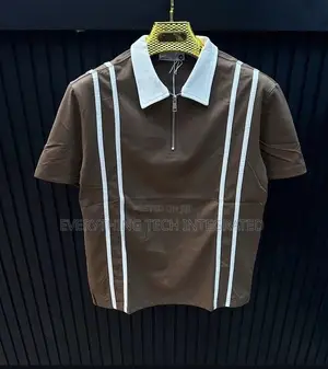 Men's Half-Zip Polo Shirt with White Collar