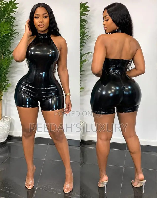 Zara Faux Leather Halter Romper - 1