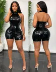 Zara Faux Leather Halter Romper - 1