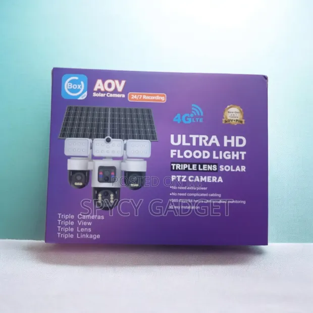 Ultra HD 4G PTZ Triple Lens Solar Camera with 3 Floodlights - 1