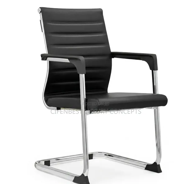 Black Leather Office Visitor Chair - 1