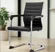 Black Leather Office Visitor Chair - 2
